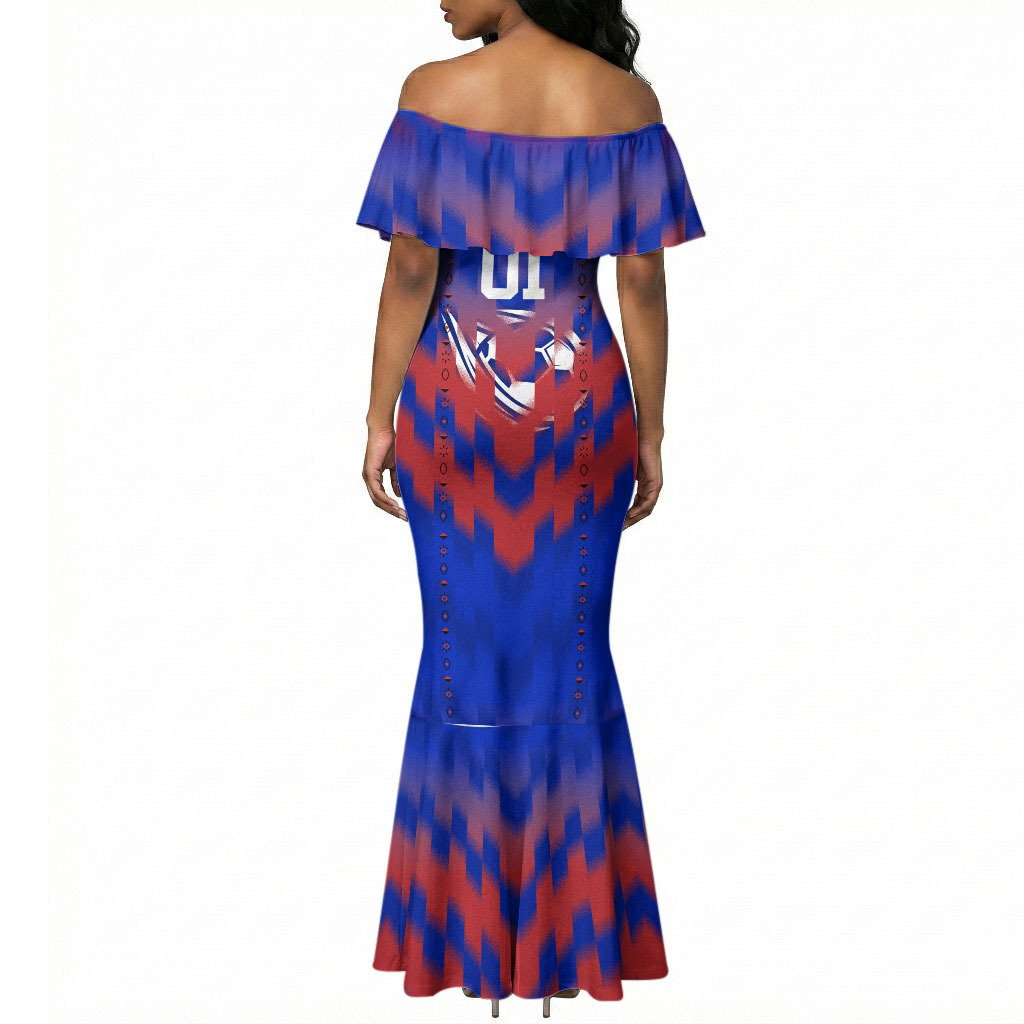 Personalized Haiti Football Mermaid Dress Brush Stroke Soccer Graphic Flag Colors