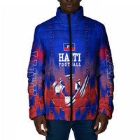 Personalized Haiti Football Padded Jacket Brush Stroke Soccer Graphic Flag Colors