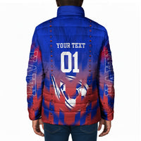 Personalized Haiti Football Padded Jacket Brush Stroke Soccer Graphic Flag Colors