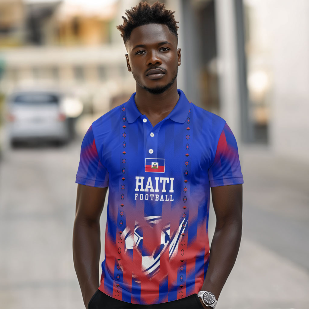 Personalized Haiti Football Polo Shirt Brush Stroke Soccer Graphic Flag Colors