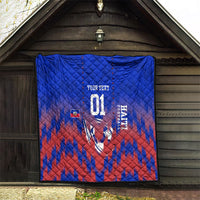 Personalized Haiti Football Quilt Brush Stroke Soccer Graphic Flag Colors