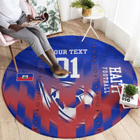 Personalized Haiti Football Round Carpet Brush Stroke Soccer Graphic Flag Colors
