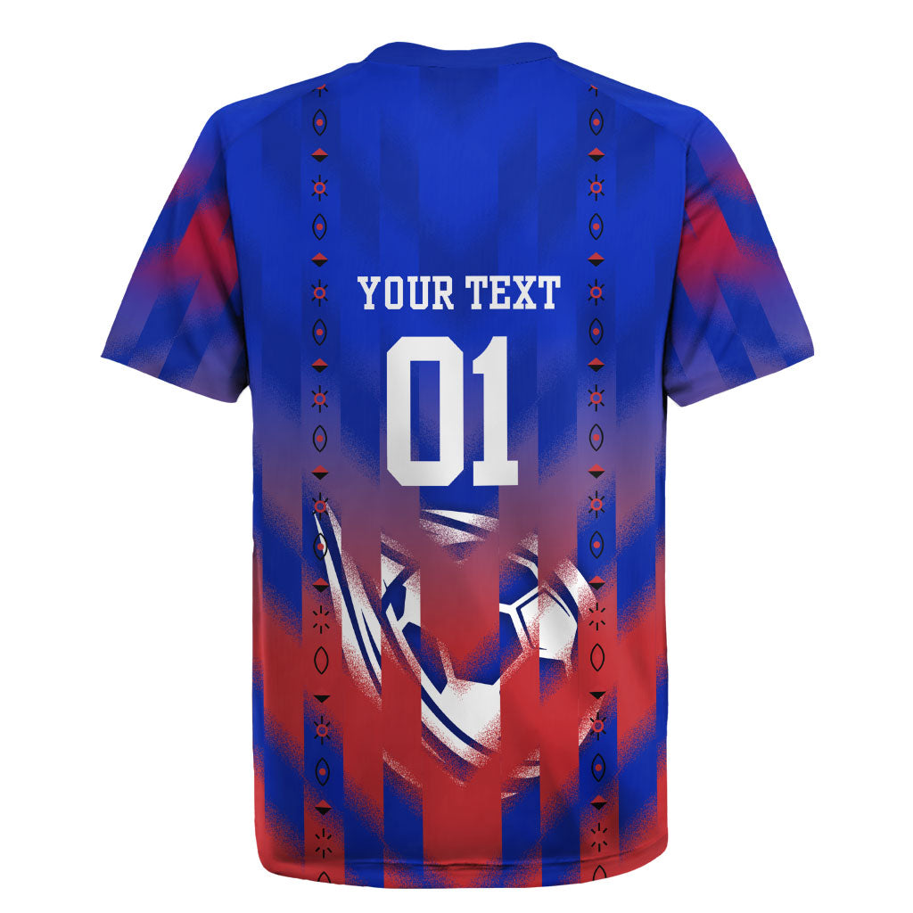 Personalized Haiti Football Rugby Jersey Brush Stroke Soccer Graphic Flag Colors