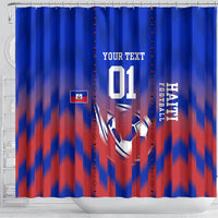 Personalized Haiti Football Shower Curtain Brush Stroke Soccer Graphic Flag Colors