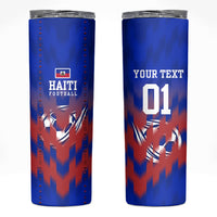 Personalized Haiti Football Skinny Tumbler Brush Stroke Soccer Graphic Flag Colors
