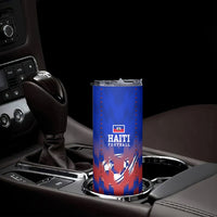 Personalized Haiti Football Skinny Tumbler Brush Stroke Soccer Graphic Flag Colors
