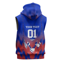 Personalized Haiti Football Sleeveless Hoodie Brush Stroke Soccer Graphic Flag Colors