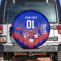 Personalized Haiti Football Spare Tire Cover Brush Stroke Soccer Graphic Flag Colors