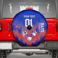 Personalized Haiti Football Spare Tire Cover Brush Stroke Soccer Graphic Flag Colors