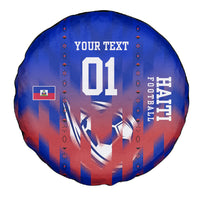 Personalized Haiti Football Spare Tire Cover Brush Stroke Soccer Graphic Flag Colors
