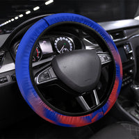 Haiti Football Steering Wheel Cover Brush Stroke Soccer Graphic Flag Colors