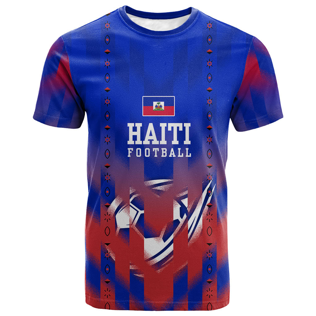 Personalized Haiti Football T shirt Brush Stroke Soccer Graphic Flag Colors