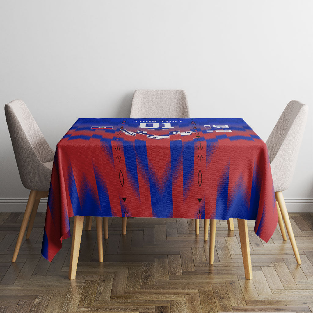 Personalized Haiti Football Tablecloth Brush Stroke Soccer Graphic Flag Colors