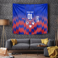 Personalized Haiti Football Tapestry Brush Stroke Soccer Graphic Flag Colors