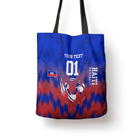 Personalized Haiti Football Tote Bag Brush Stroke Soccer Graphic Flag Colors