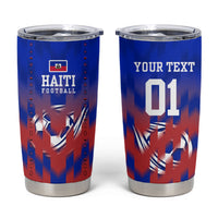 Personalized Haiti Football Tumbler Cup Brush Stroke Soccer Graphic Flag Colors