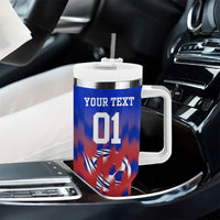 Personalized Haiti Football Tumbler With Handle Brush Stroke Soccer Graphic Flag Colors