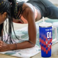 Personalized Haiti Football Tumbler With Handle Brush Stroke Soccer Graphic Flag Colors