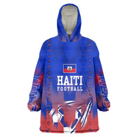 Personalized Haiti Football Wearable Blanket Hoodie Brush Stroke Soccer Graphic Flag Colors