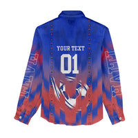 Personalized Haiti Football Women Casual Shirt Brush Stroke Soccer Graphic Flag Colors