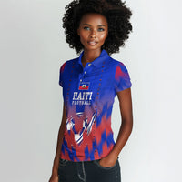Personalized Haiti Football Women Polo Shirt Brush Stroke Soccer Graphic Flag Colors