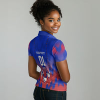 Personalized Haiti Football Women Polo Shirt Brush Stroke Soccer Graphic Flag Colors