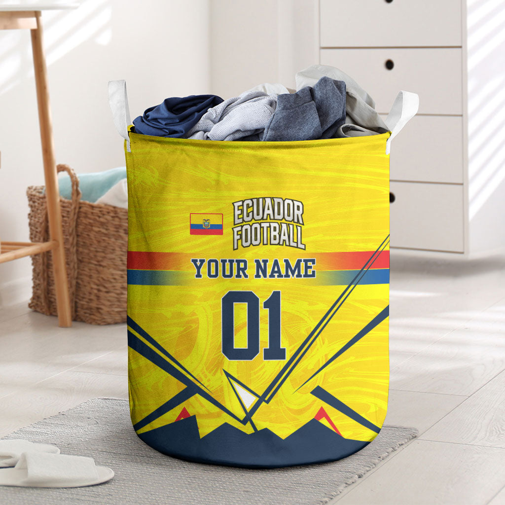 Personalized Ecuador Football Laundry Basket Dynamic Line Soccer Graphic Flag Colors