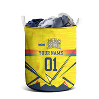 Personalized Ecuador Football Laundry Basket Dynamic Line Soccer Graphic Flag Colors