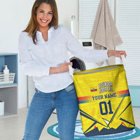 Personalized Ecuador Football Laundry Basket Dynamic Line Soccer Graphic Flag Colors