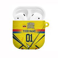 Personalized Ecuador Football AirPods Case Dynamic Line Soccer Graphic Flag Colors