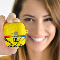Personalized Ecuador Football AirPods Case Dynamic Line Soccer Graphic Flag Colors