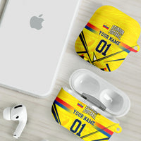 Personalized Ecuador Football AirPods Case Dynamic Line Soccer Graphic Flag Colors