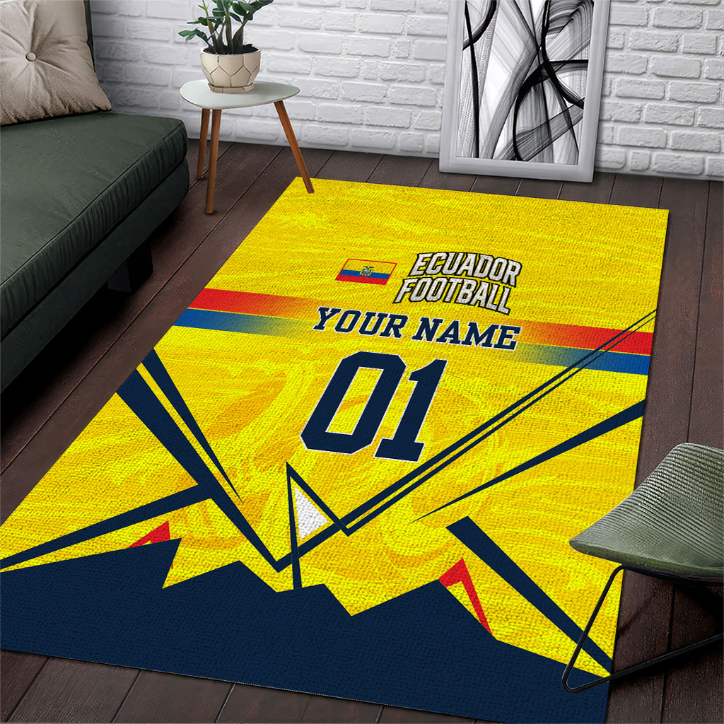 Personalized Ecuador Football Area Rug Dynamic Line Soccer Graphic Flag Colors