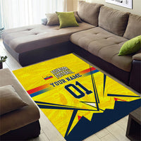 Personalized Ecuador Football Area Rug Dynamic Line Soccer Graphic Flag Colors