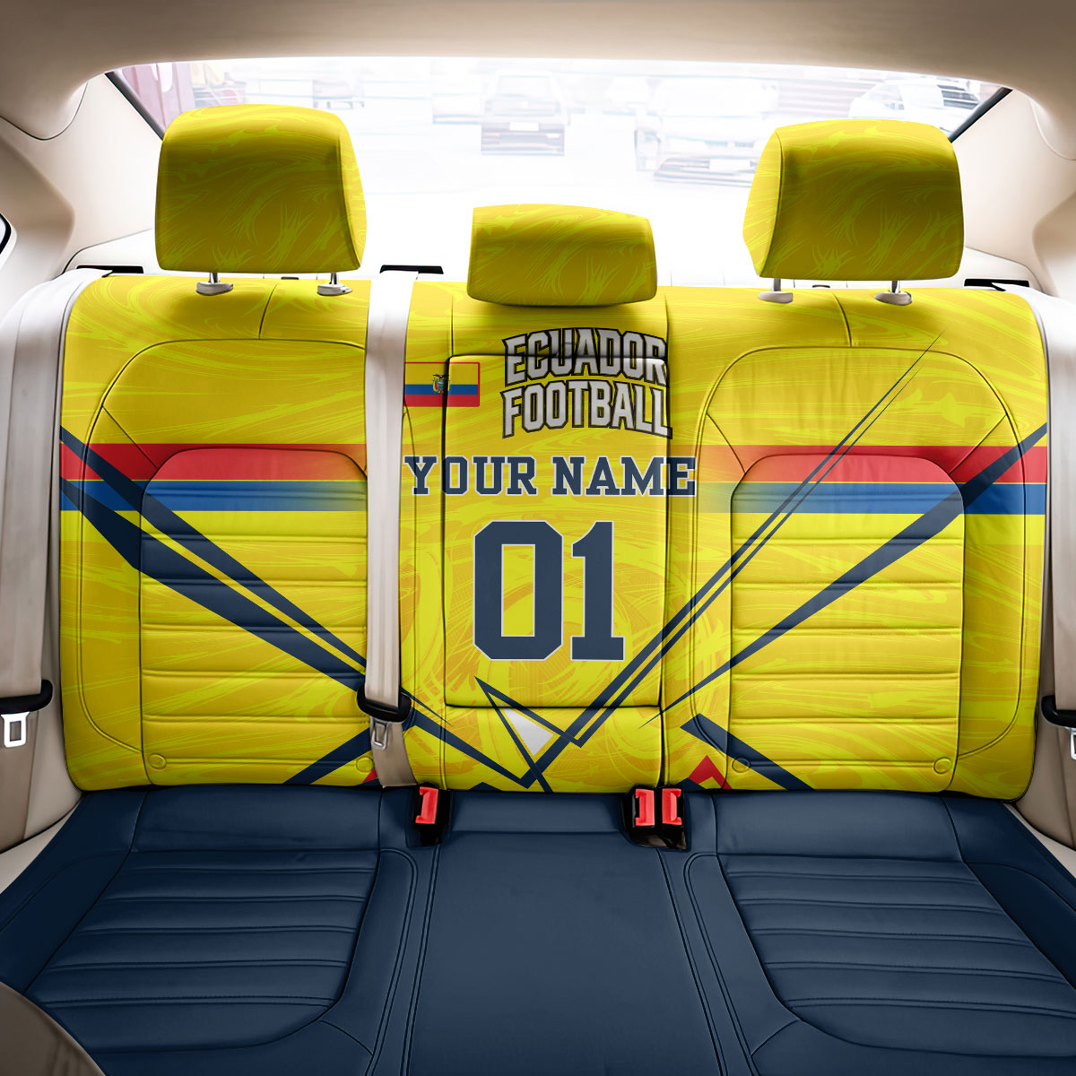 Personalized Ecuador Football Back Car Seat Cover Dynamic Line Soccer Graphic Flag Colors