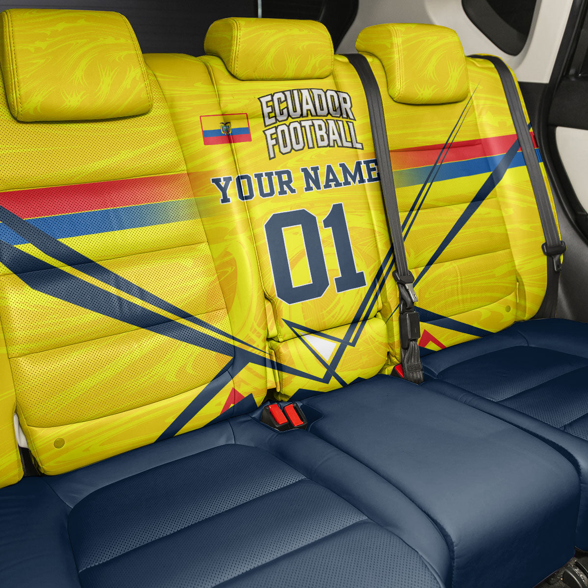 Personalized Ecuador Football Back Car Seat Cover Dynamic Line Soccer Graphic Flag Colors