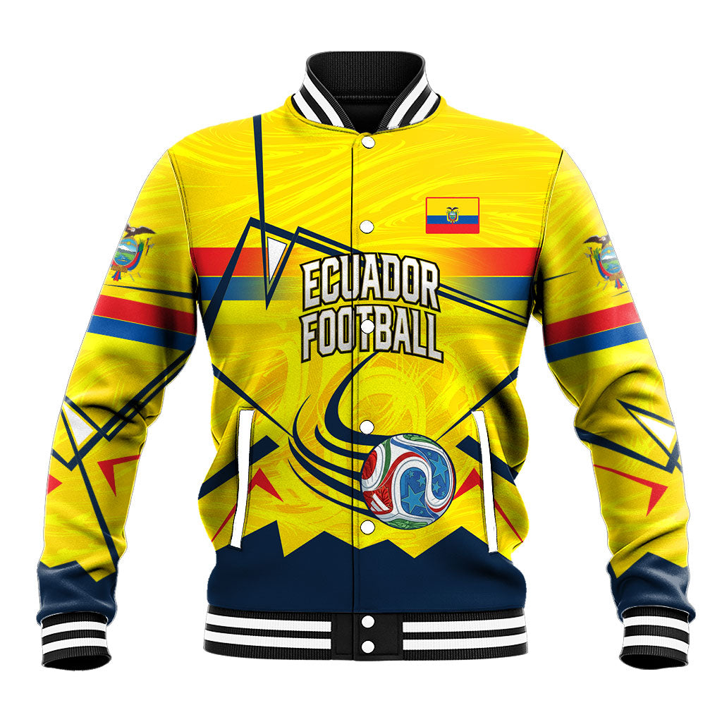 Personalized Ecuador Football Baseball Jacket Dynamic Line Soccer Graphic Flag Colors