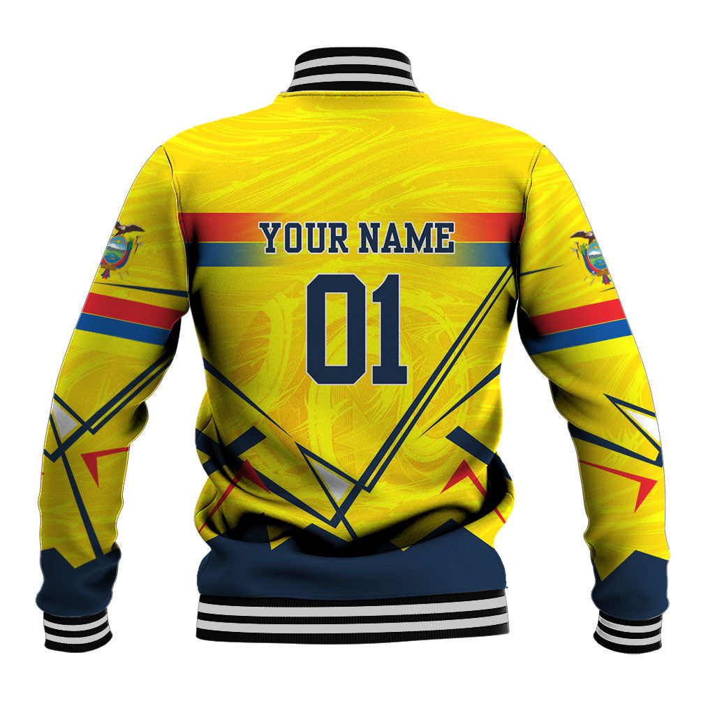 Personalized Ecuador Football Baseball Jacket Dynamic Line Soccer Graphic Flag Colors