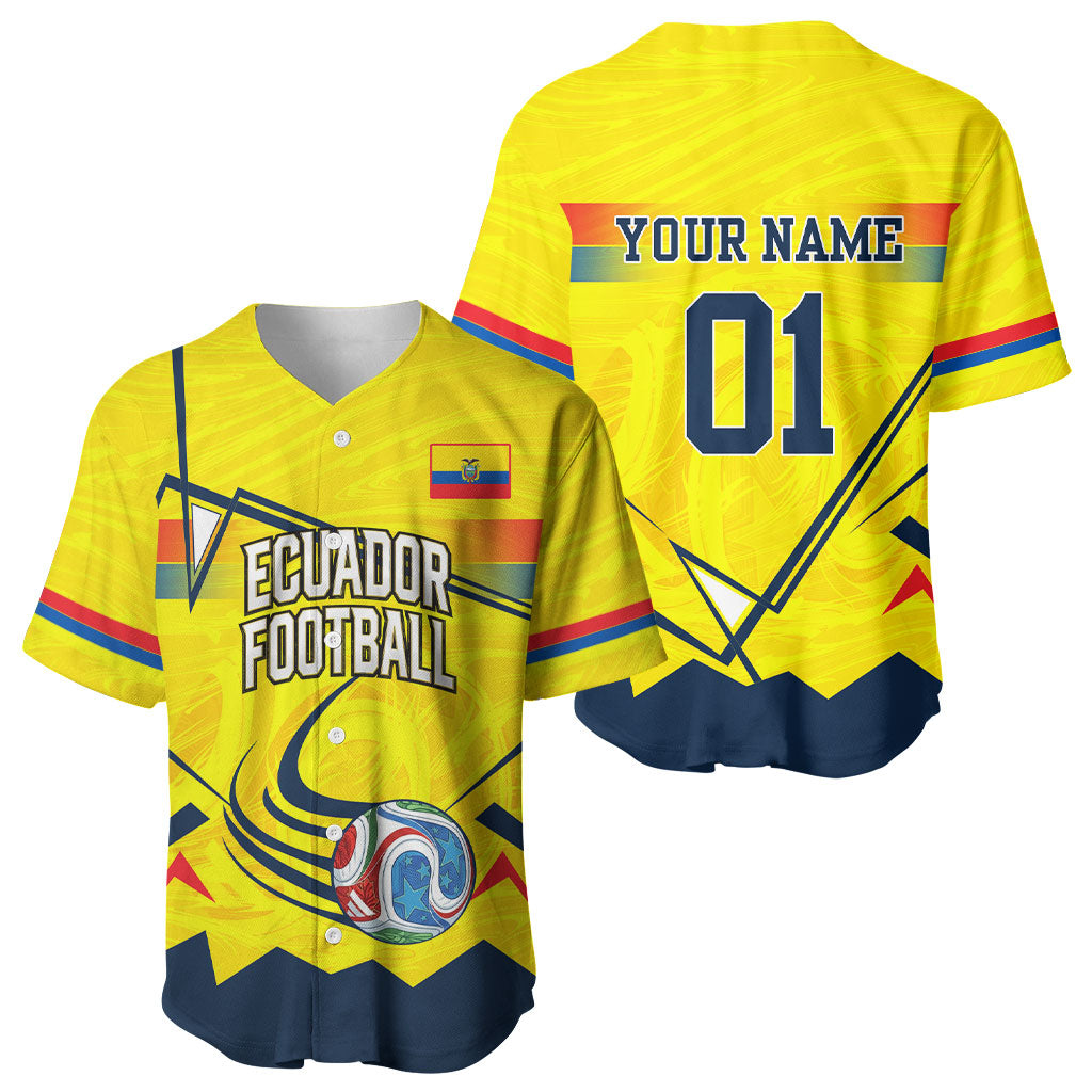 Personalized Ecuador Football Baseball Jersey Dynamic Line Soccer Graphic Flag Colors