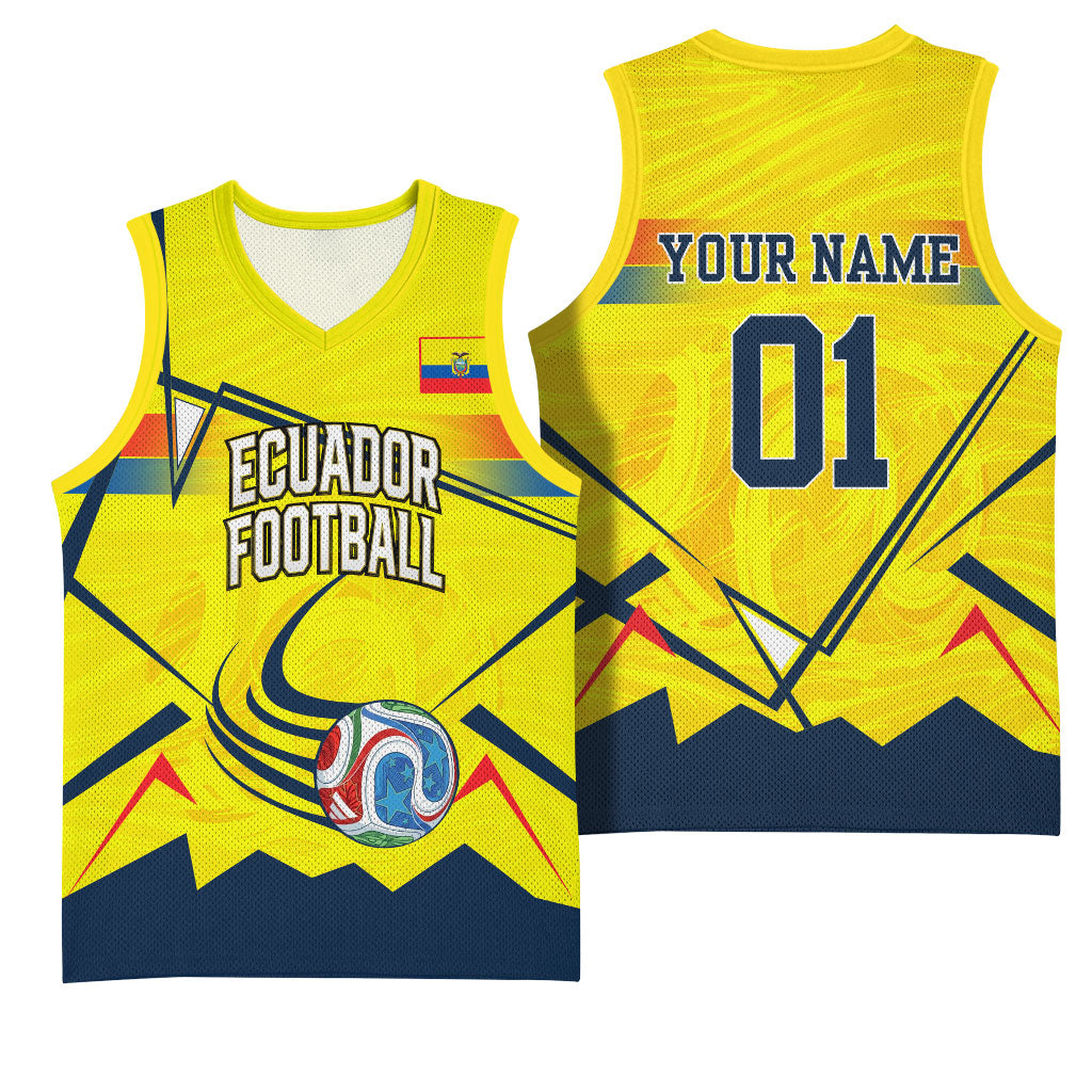 Personalized Ecuador Football Basketball Jersey Dynamic Line Soccer Graphic Flag Colors
