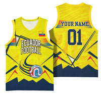 Personalized Ecuador Football Basketball Jersey Dynamic Line Soccer Graphic Flag Colors