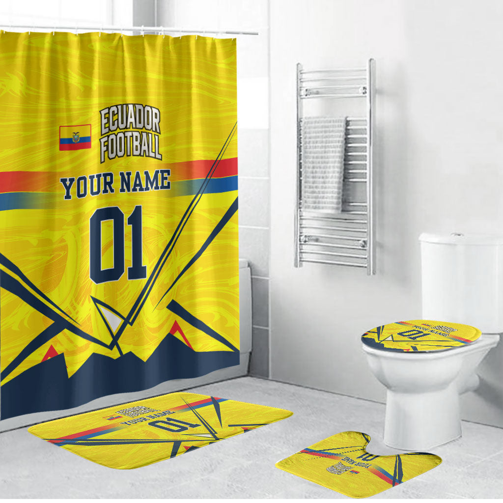 Personalized Ecuador Football Bathroom Set Dynamic Line Soccer Graphic Flag Colors