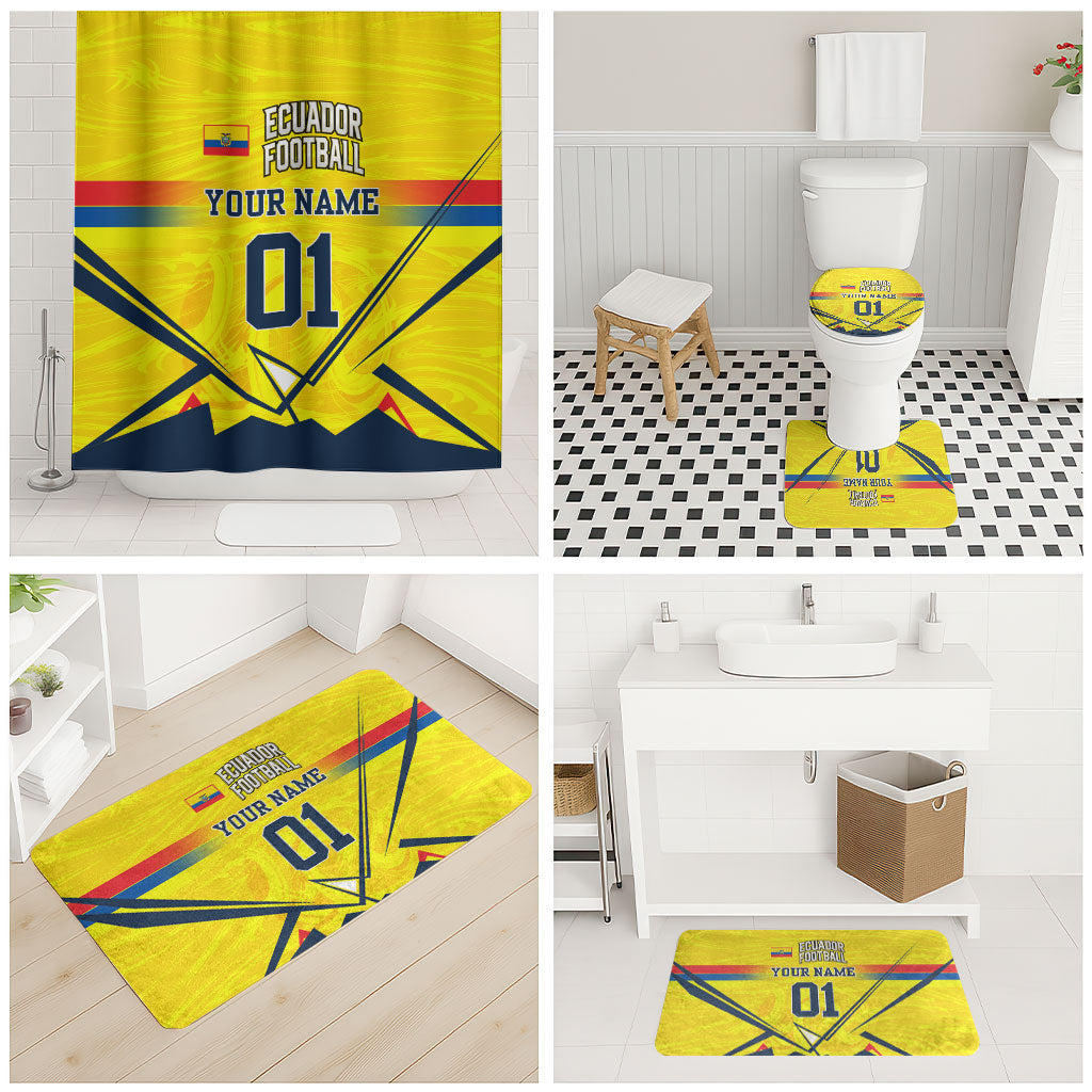 Personalized Ecuador Football Bathroom Set Dynamic Line Soccer Graphic Flag Colors
