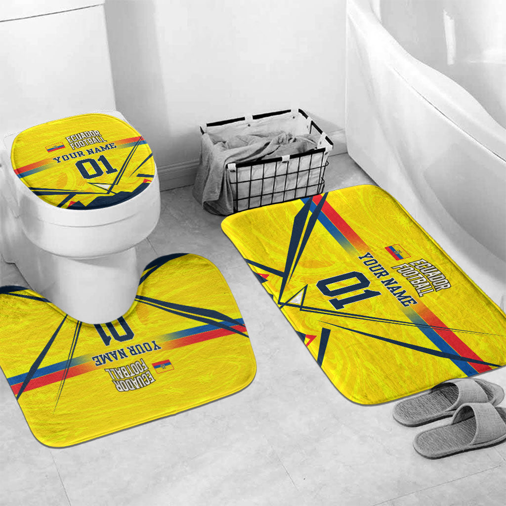 Personalized Ecuador Football Bathroom Set Dynamic Line Soccer Graphic Flag Colors