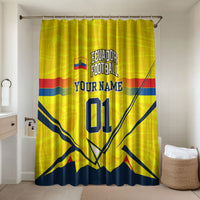 Personalized Ecuador Football Bathroom Set Dynamic Line Soccer Graphic Flag Colors