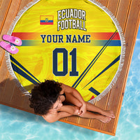 Personalized Ecuador Football Beach Blanket Dynamic Line Soccer Graphic Flag Colors
