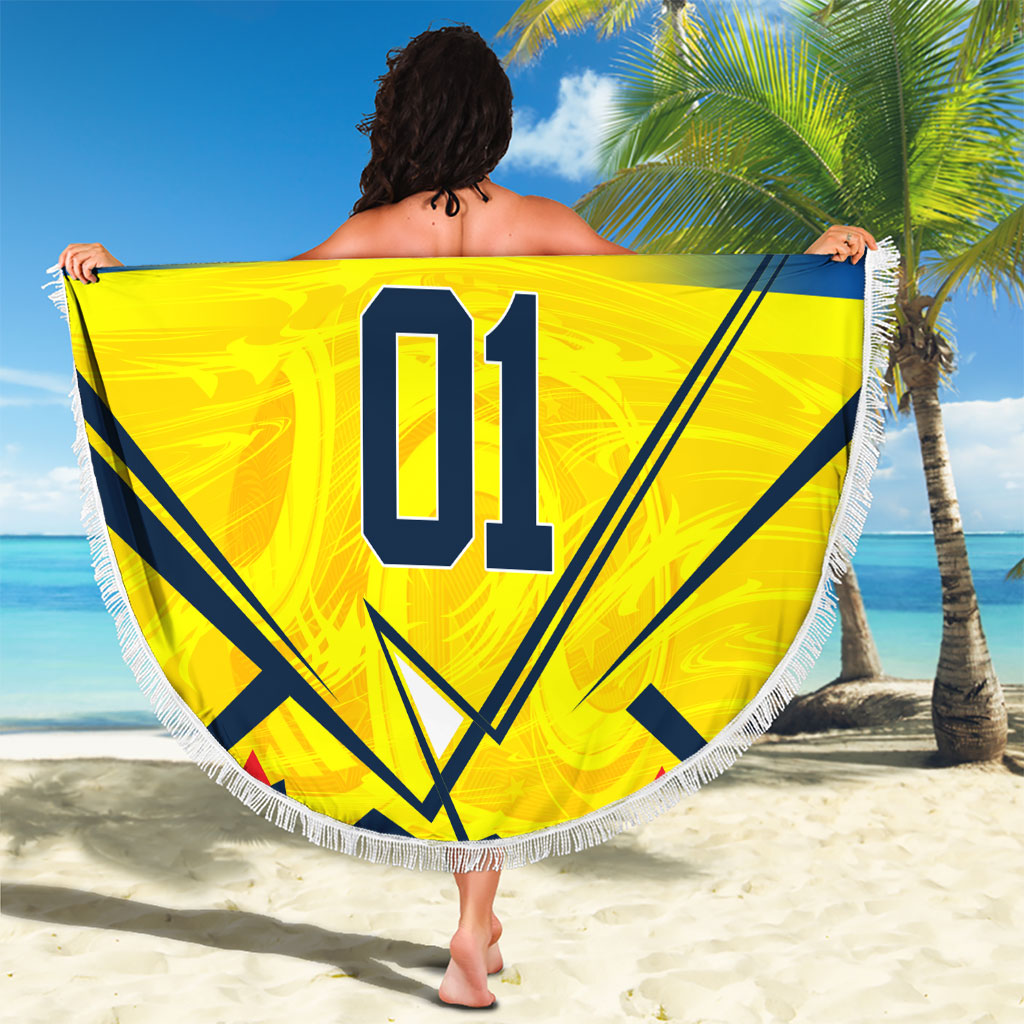 Personalized Ecuador Football Beach Blanket Dynamic Line Soccer Graphic Flag Colors