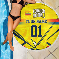 Personalized Ecuador Football Beach Blanket Dynamic Line Soccer Graphic Flag Colors