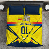 Personalized Ecuador Football Bedding Set Dynamic Line Soccer Graphic Flag Colors