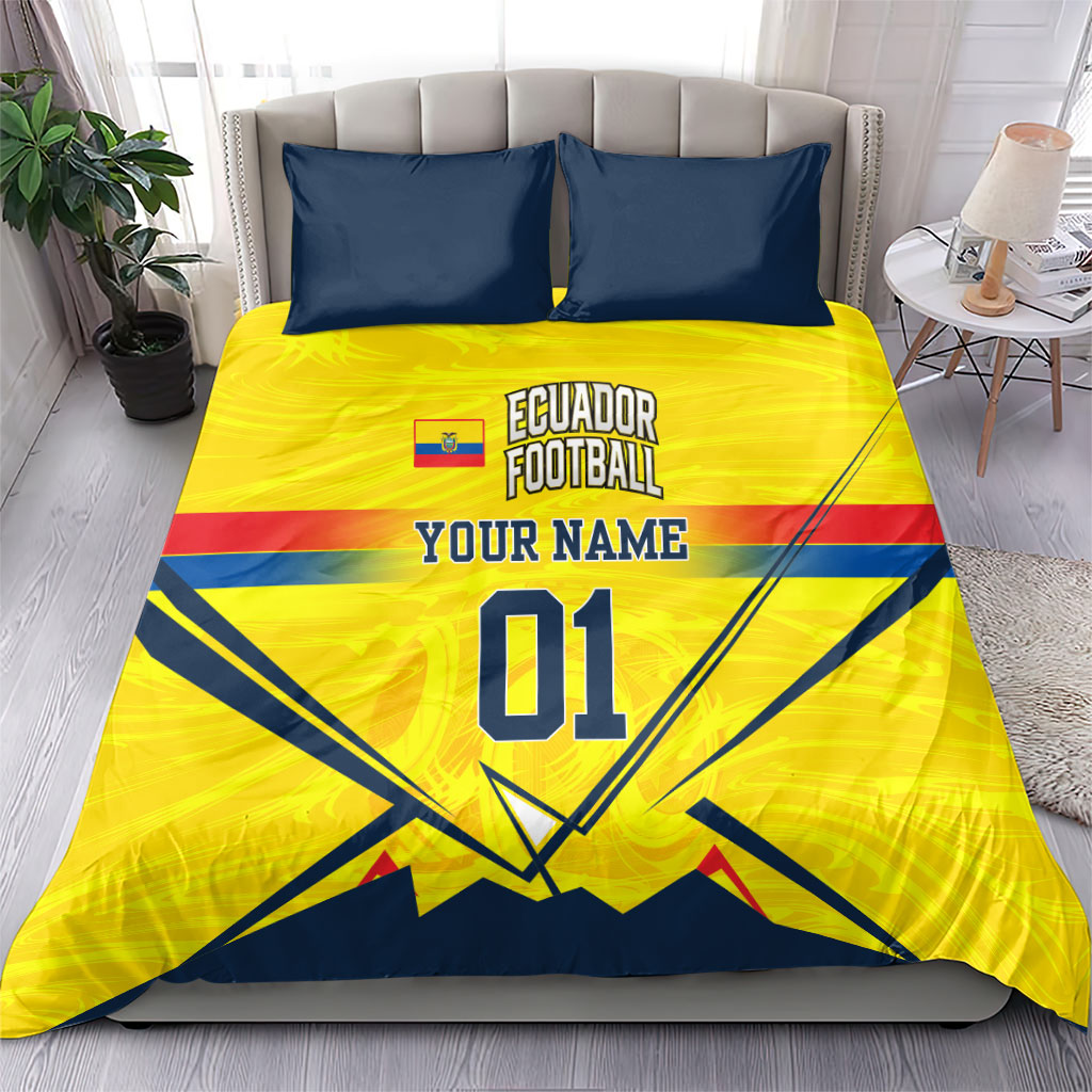 Personalized Ecuador Football Bedding Set Dynamic Line Soccer Graphic Flag Colors